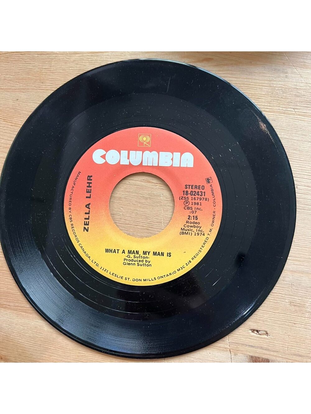 Zella Lehr - What a Man My Man Is/Feedin' the Fire 45rpm VG+ R16